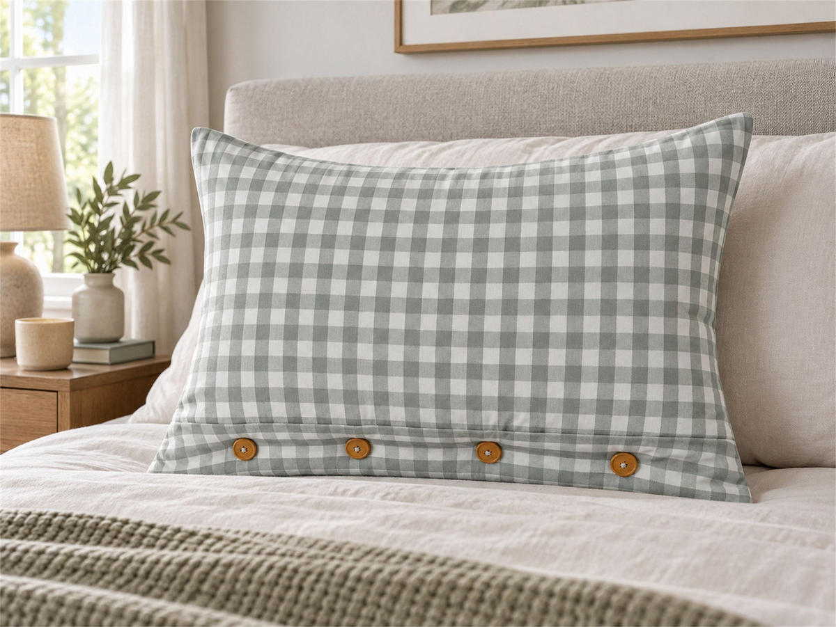 PERNĂ decorativă verde mentă 40/60 cm Talya - maro/alb, material textil (40/60cm) - Beliani