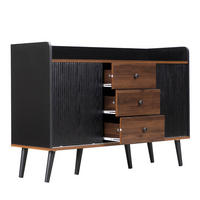 KOMMODE Holz-Schwarz, Schiebetüren, 3 Schubladen, modern - Schwarz, Holz (117/80/39cm)