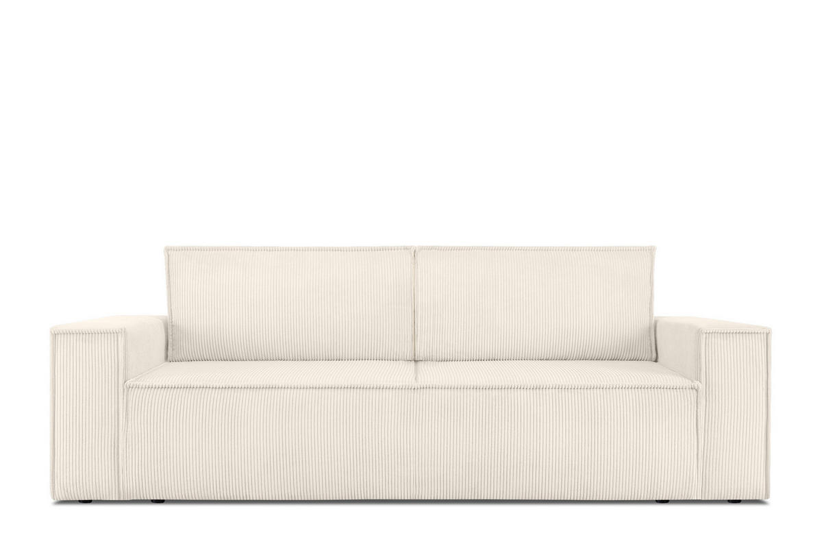 3-SITZER-SCHLAFSOFA NAPI in Pet Friendly Cord-Stoff, ecru - Ecru/Schwarz, Textil (244/89/101cm) - KONSIMO®