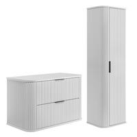 BADMÖBEL-SET 2-tlg Weiß matt 80/51/41 cm und 35/139/31 cm - Weiß, Holzwerkstoff (80.4/51.7/41.5cm) - Rodan