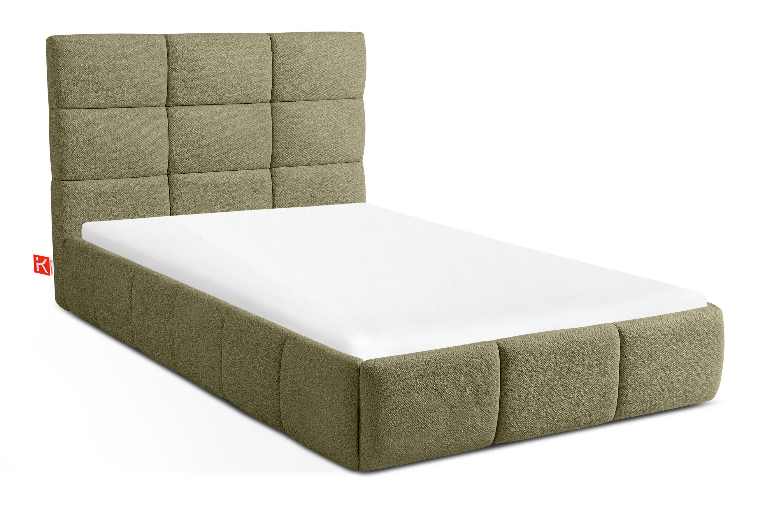 POLSTERBETT ALTOS Einzelbett, Bouclé, grün - Grün, Holz/Holzwerkstoff (120/200cm) - KONSIMO®