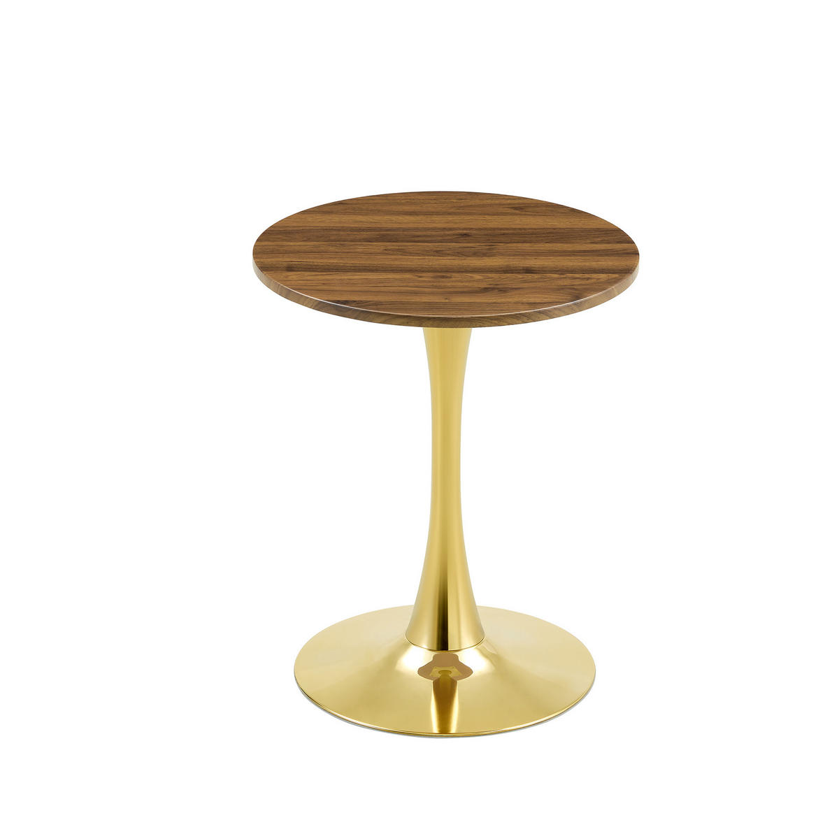 BEISTELLTISCH 60/72 cm Gold/Walnuss aus MDF und Metall mit Thermoform-Oberfläche - Goldfarben, Holzwerkstoff (60/60/72cm) - OKMYHOME