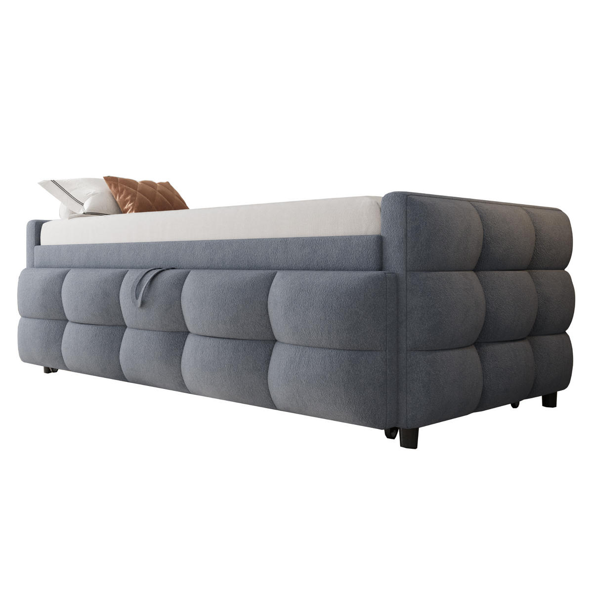 POLSTERBETT 90/190 mit Ausziehfunktion und Lattenrost in Grau - Grau, Holzwerkstoff/Textil (90/190cm) - EVRYAE