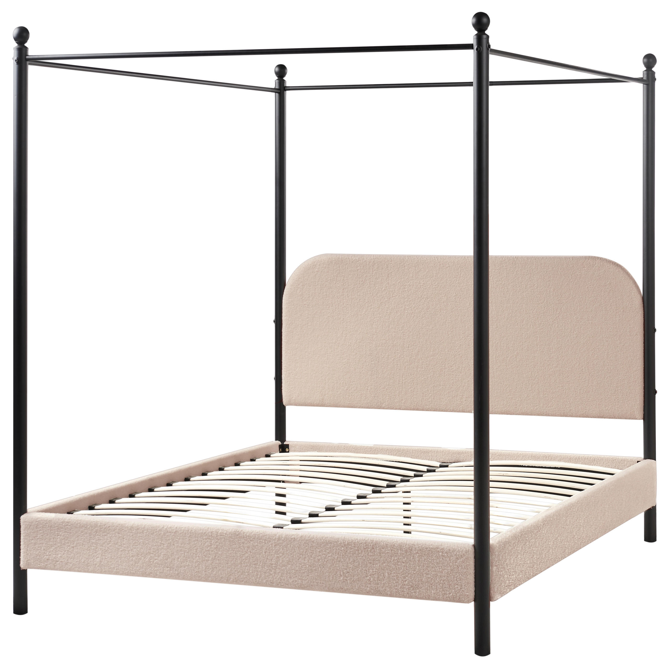 HIMMELBETT 140x200 cm Beige Dannemois - Taupe, Textil (140/200cm) - Beliani