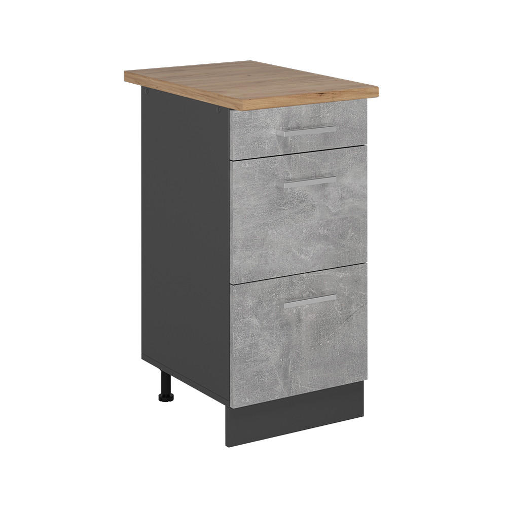 Vicco SPODNÍ SKŘÍŇKA KUCHYŇSKÉ LINKY R-Line Beton 40 cm se zásuvkami, PD Dub