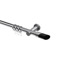 GARDINENSTANGEN-SET Platon Verano 480 cm (geteilt in 3 x 160 cm), 1-läufig, 20 mm Ø Chrom - Chromfarben/Schwarz, Metall (480cm) - INTERDECO