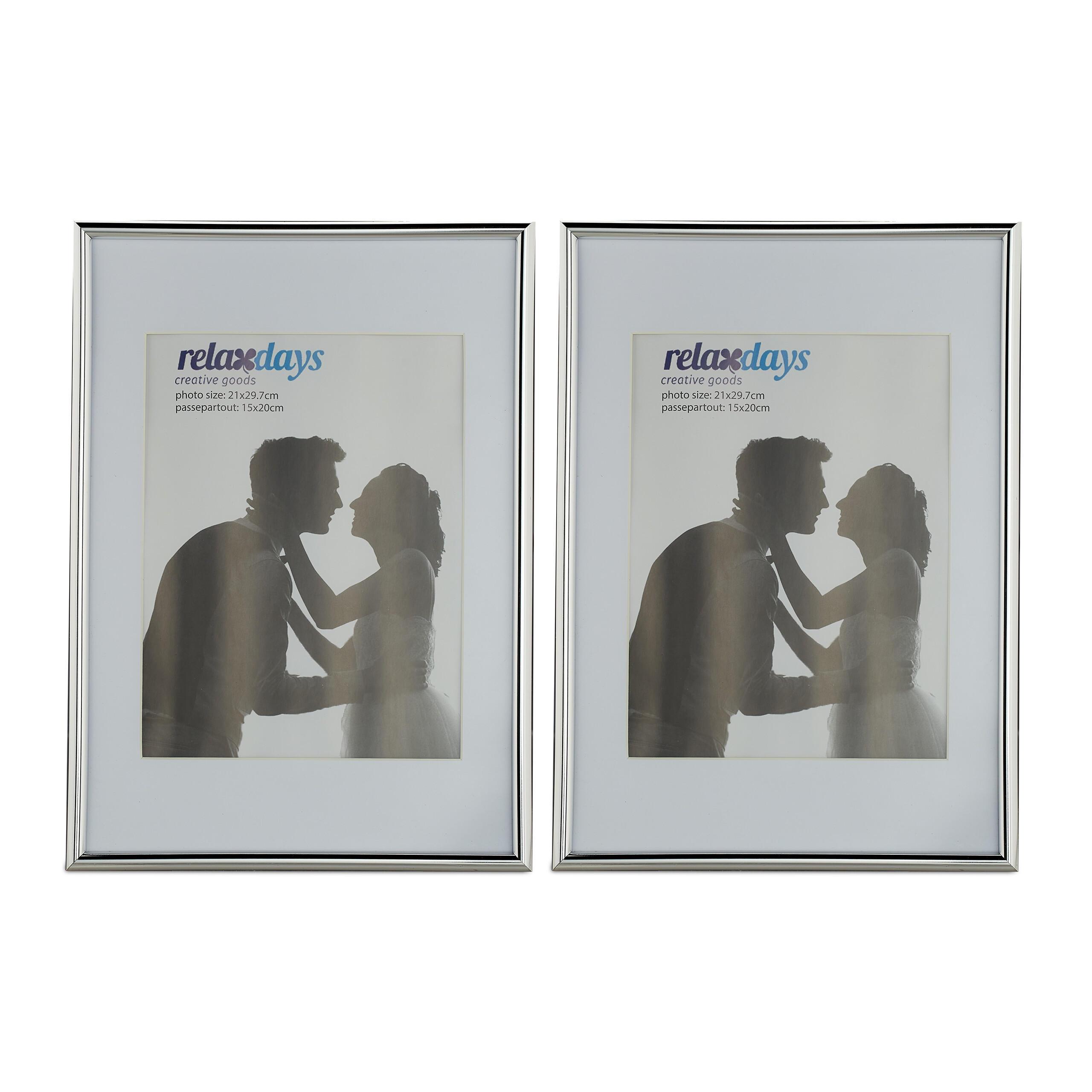 2xBILDERRAHMEN - Silberfarben, Glas/Kunststoff (22/30.5/2cm) - Relaxdays