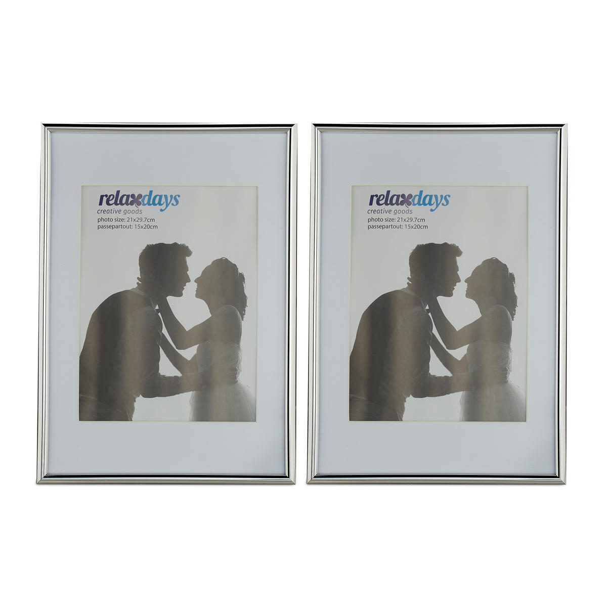 2xBILDERRAHMEN - Silberfarben, Glas/Kunststoff (22/30.5/2cm) - Relaxdays