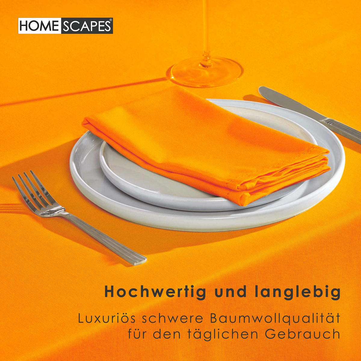 TISCHDECKE orange rund 178 cm, 100% Baumwolle - Orange, Textil (178/178cm) - Homescapes