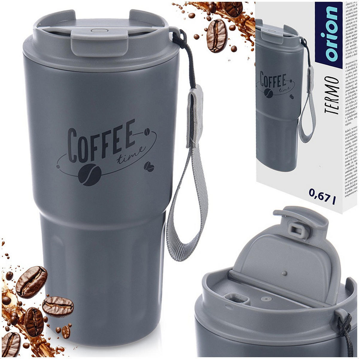 THERMOBECHER Termo Coffee 590 ml Grau - Grau, Metall (0.59L) - Orion 