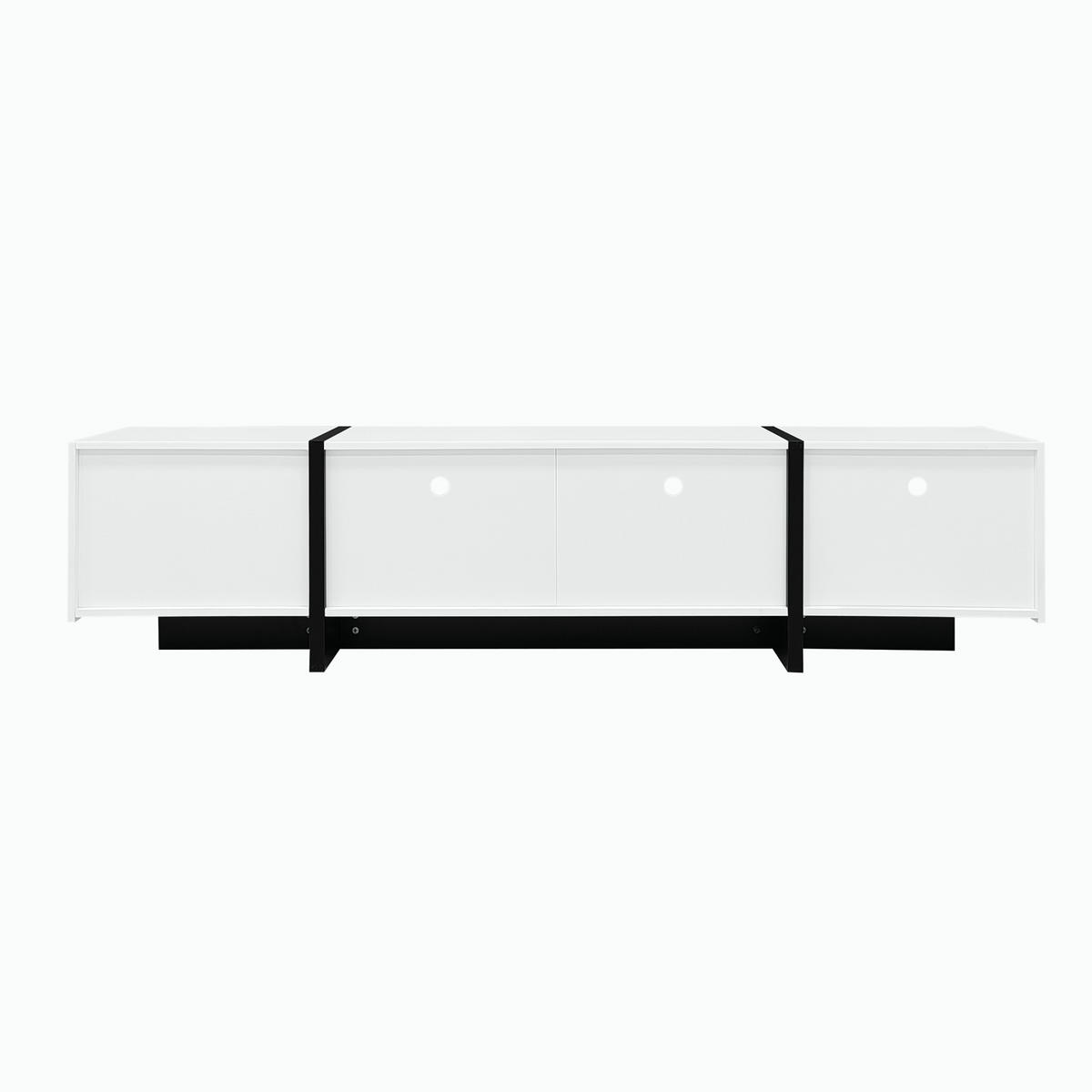 TV-SCHRANK 190/35/45 cm schwarz/weiß MDF mit 3 Türen und 2 Schubladen - Schwarz/Weiß, Holzwerkstoff (190/45/35cm) - OKWISH