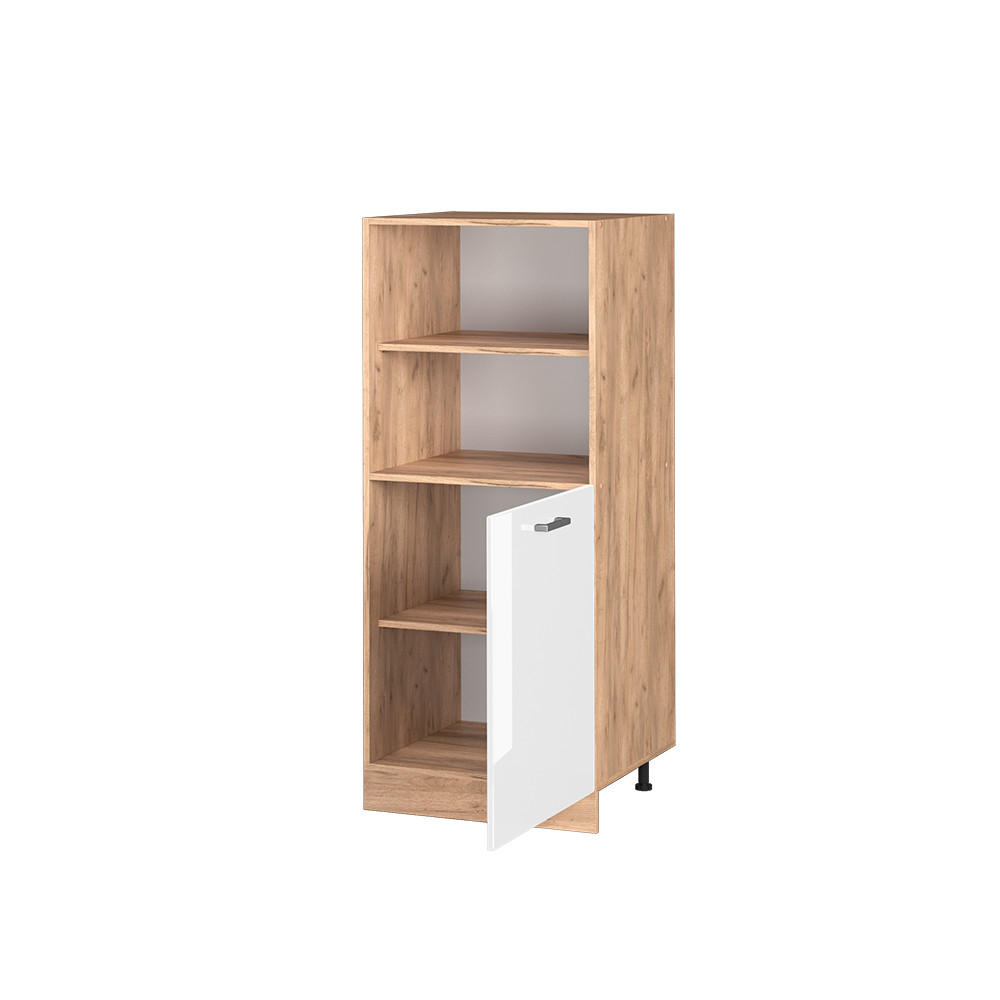 HERDUMBAUSCHRANK R-Line Weiß Hochglanz 60 cm - Honigeiche/Weiß Hochglanz, Holzwerkstoff (60/143/57cm) - Vicco