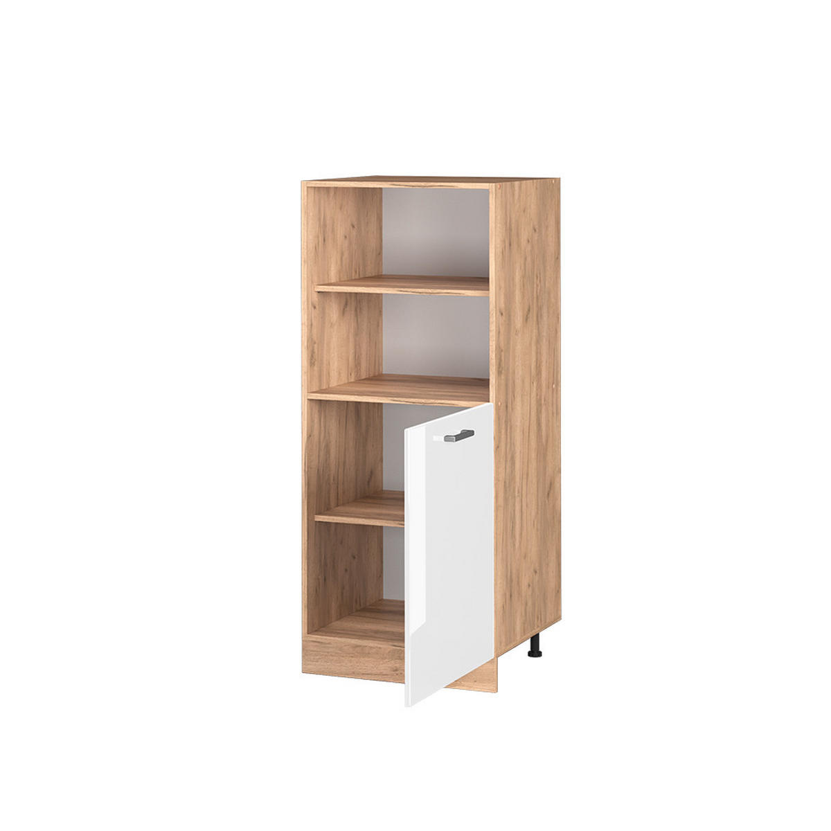 HERDUMBAUSCHRANK R-Line Weiß Hochglanz 60 cm - Honigeiche/Weiß Hochglanz, Holzwerkstoff (60/143/57cm) - Vicco