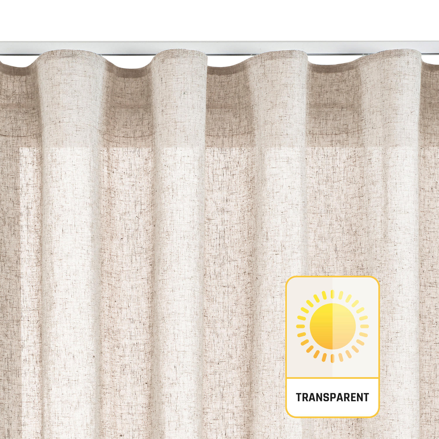 VORHANG MIT KRÄUSELBAND, lichtdurchlässig, Farbe Beige, 300X300 - Beige, Kunststoff (300/300cm) - STORESDECO