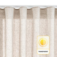 VORHANG MIT KRÄUSELBAND, lichtdurchlässig, Farbe Beige, 200X300 - Beige, Kunststoff (200/300cm) - STORESDECO