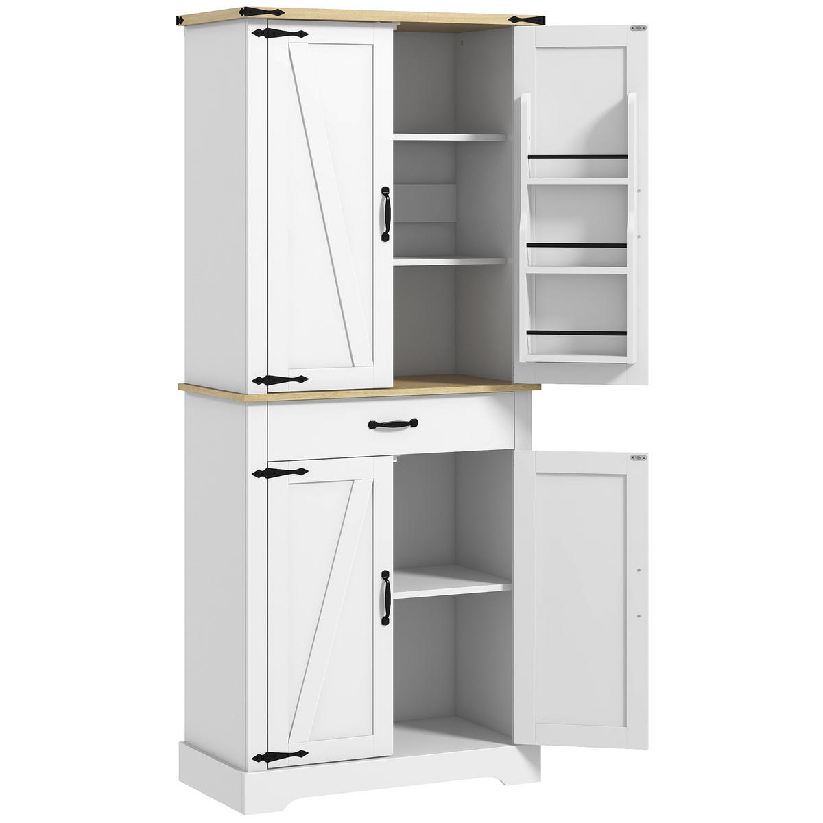 HIGHBOARD DE-11095 4 Türen & Schublade mit verstellbaren Böden Weiß - Weiß, Holzwerkstoff (40/181/76.5cm) - ComfortXL