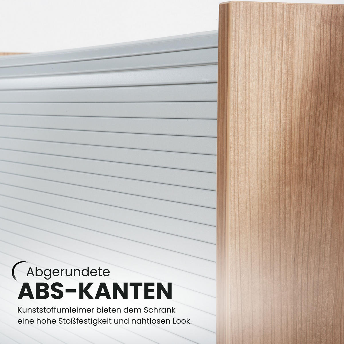 ROLLLADENSCHRANK - 5 Ordnerhöhen 40/90/200,4 cm in Grau/Silberfarben Bogengriff (Metall) - Silberfarben/Grau, Holzwerkstoff (90/200.4/40cm) - bümö