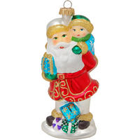 CHRISTBAUMSCHMUCK Weihnachtsmann mit Kind Mehrfarbig 14cm (Glas / 1 Stk.) - Multicolor, Glas (6/14/5cm) - Krebs Glas Lauscha