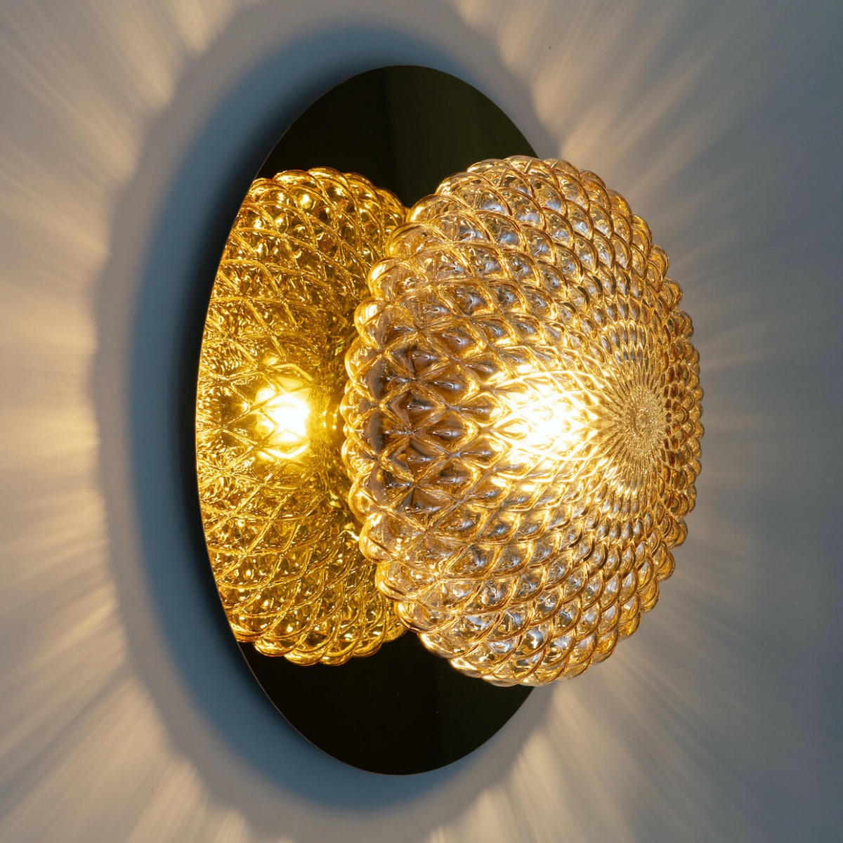 WANDLEUCHTE Matera, Bernstein und Gold, 17.5cm - Goldfarben, Glas (40/17.5/17cm) - KOSILUM