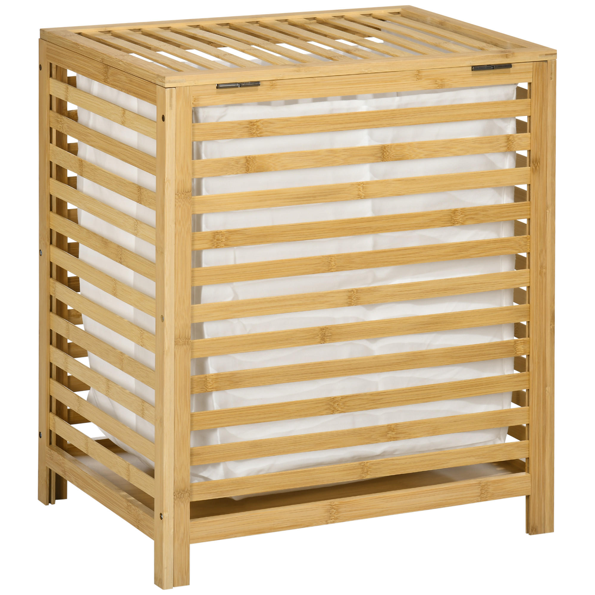 WÄSCHEKORB, Bambus, Vliesstoff Naturholz - Naturfarben, Naturmaterialien (36/60/50cm) - HOMCOM