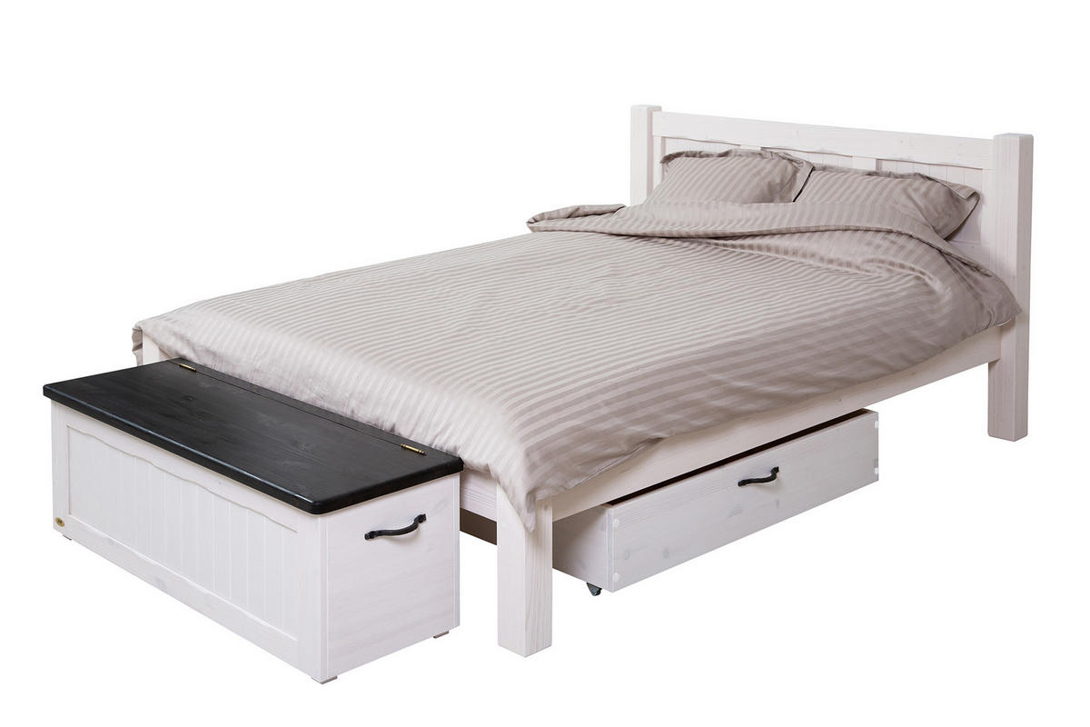 BETTKASTEN 110x80 cm - Schwarz/Weiß, Holz - MSL wooden furniture