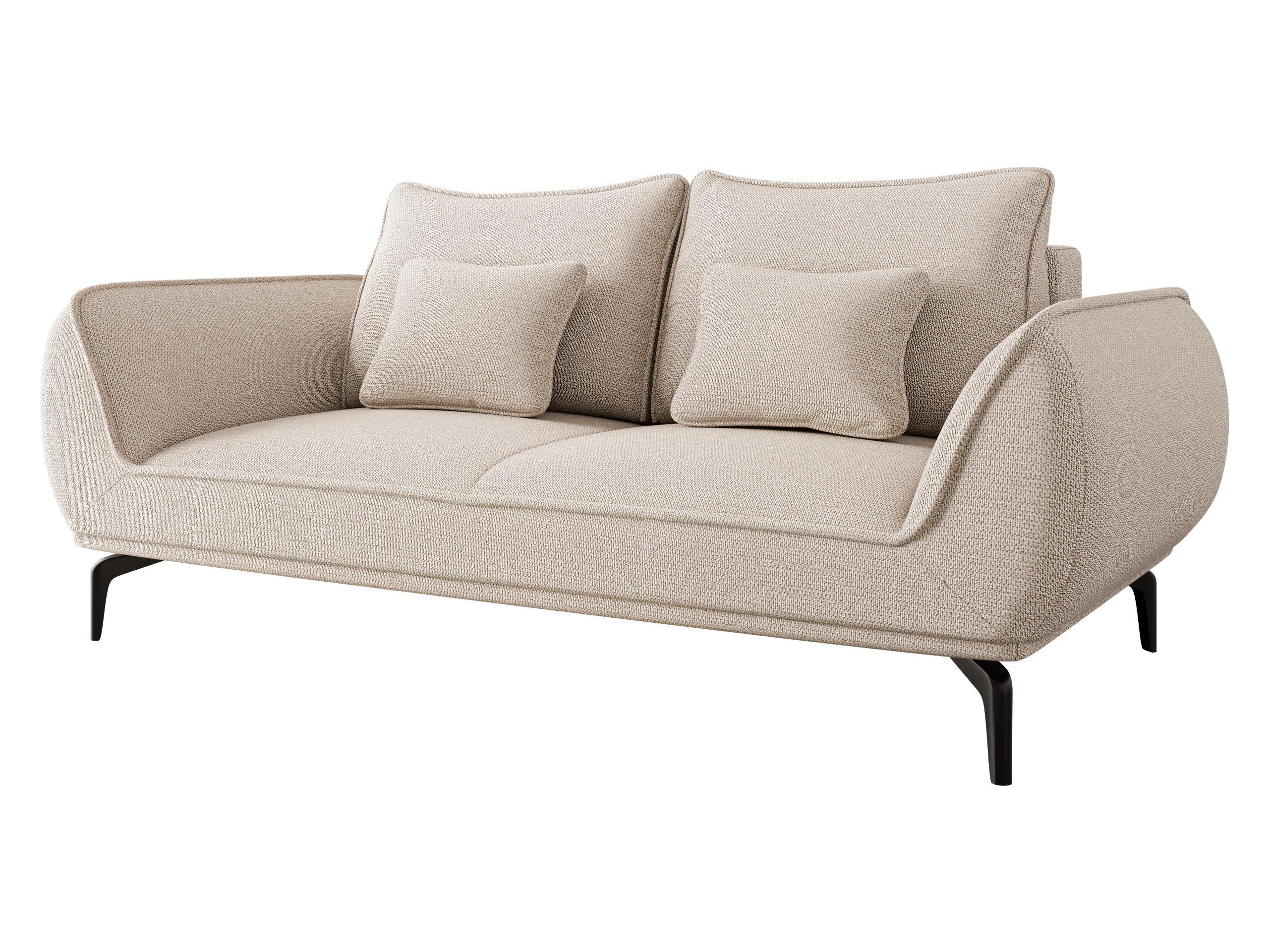 SOFA Cavo 2 - Schwarz/Naturfarben, Holz/Textil (208/86/118cm) - MIRJAN24