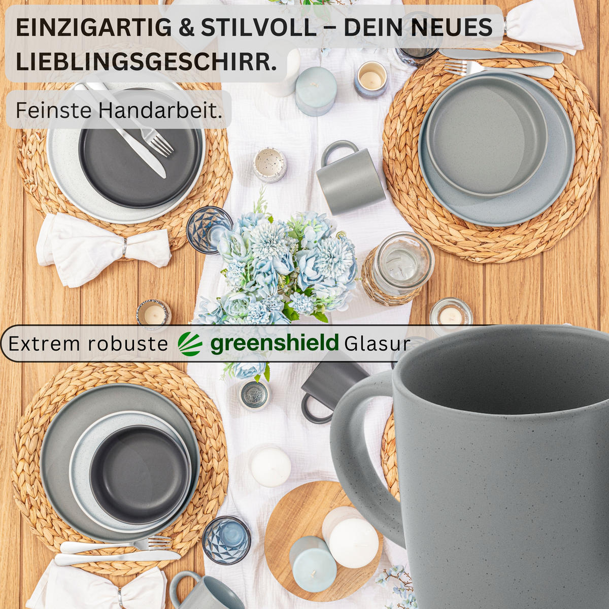 KAFFEEBECHER LEEDS - 4 teilig aus Steingut - Multicolor, Stein (0.38L) - Sänger