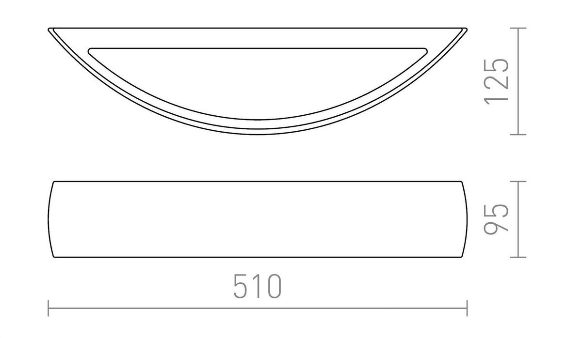 WANDLEUCHTE CRESCENT L gips 12 W - Weiß, Stein (125/95/51cm) - Rendl