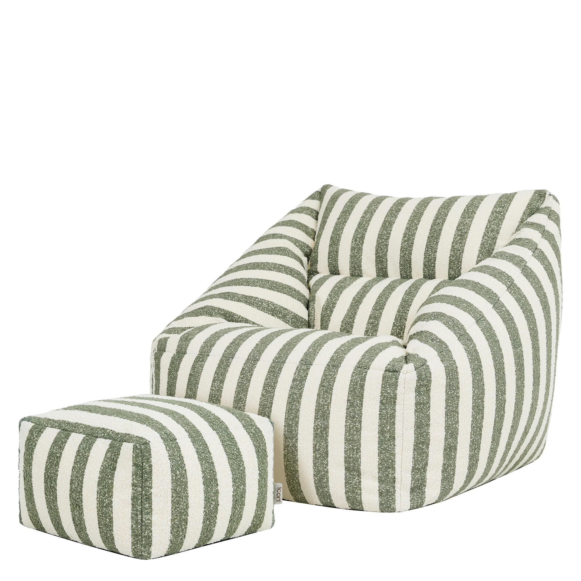 SITZSACK mit Hocker Natalia Bouclé - Grün, Textil (70/65/70cm) - icon