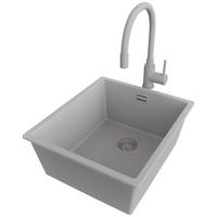 GRANITSPÜLE London Slim, 2-er set Grau 41/47 cm 1 Becken + Küchenarmatur 38/14 cm + Ablauf-Set ab 45er Unterschrank - Grau, Kunststoff (41/20/47cm) - Primagran