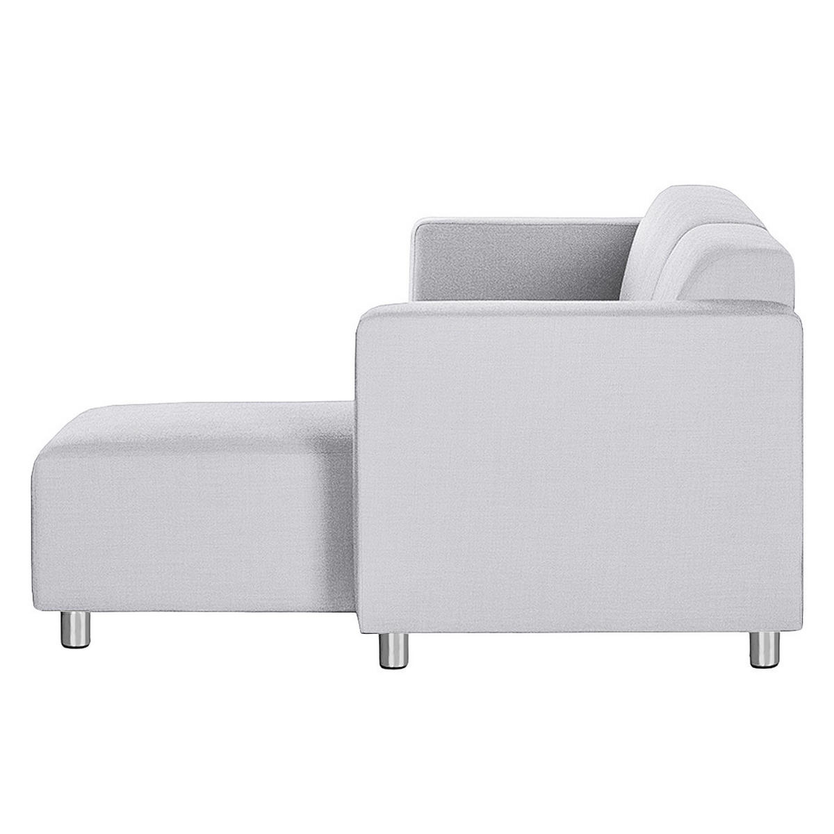 ECKSOFA mit Longchair davorstehend rechts - Webstoff, Grau - Grau, Textil (240/140cm) - home24
