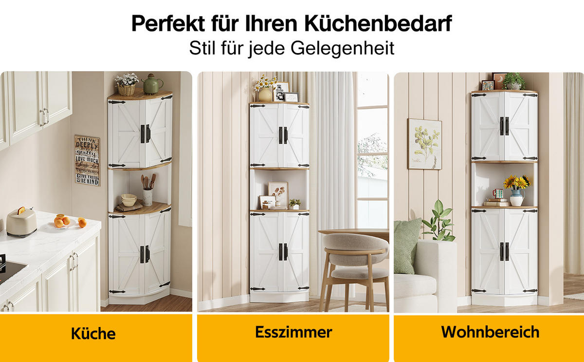 BUFFET Weiß 39.5/39.5/180 cm - Weiß, Holz (39.5/180/39.5cm) - PANGIVO