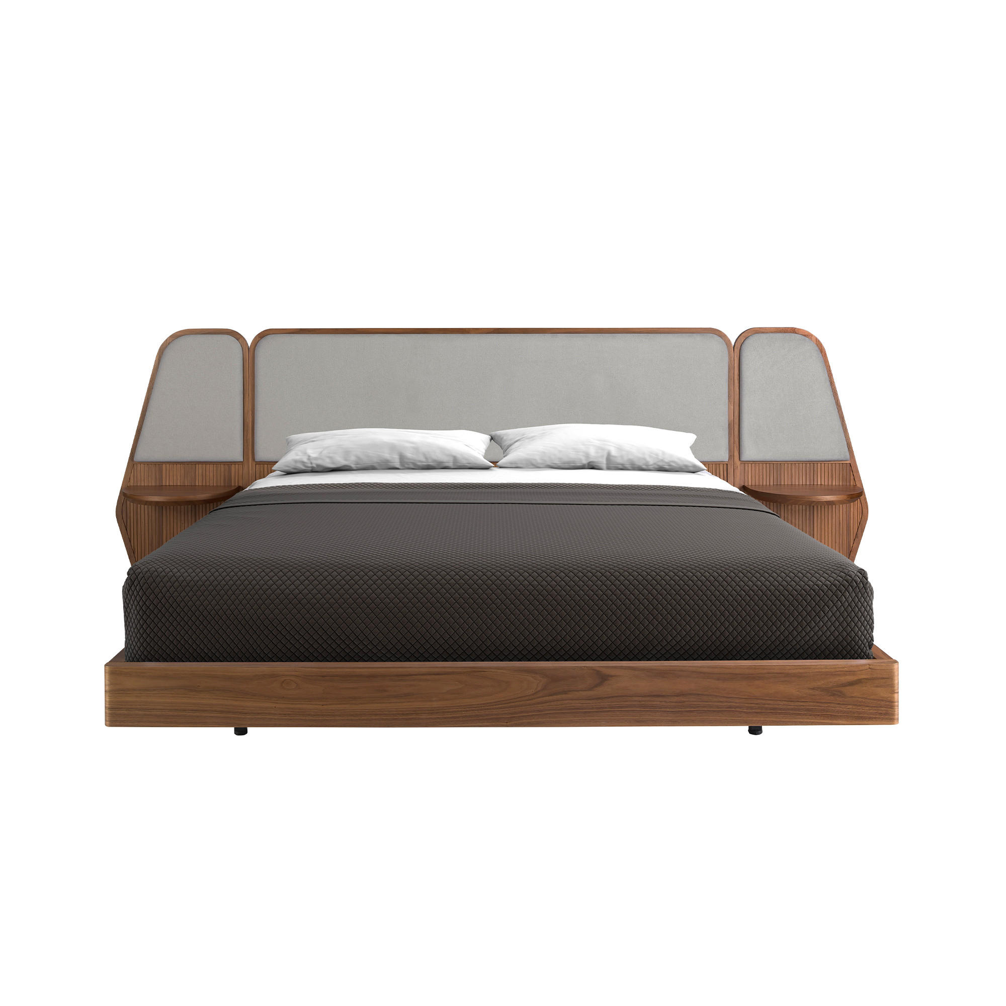BETT Rechteckig Grau Walnuss 276/209/110 - Walnussfarben, Holz (180/200cm) - ANGEL CERDA