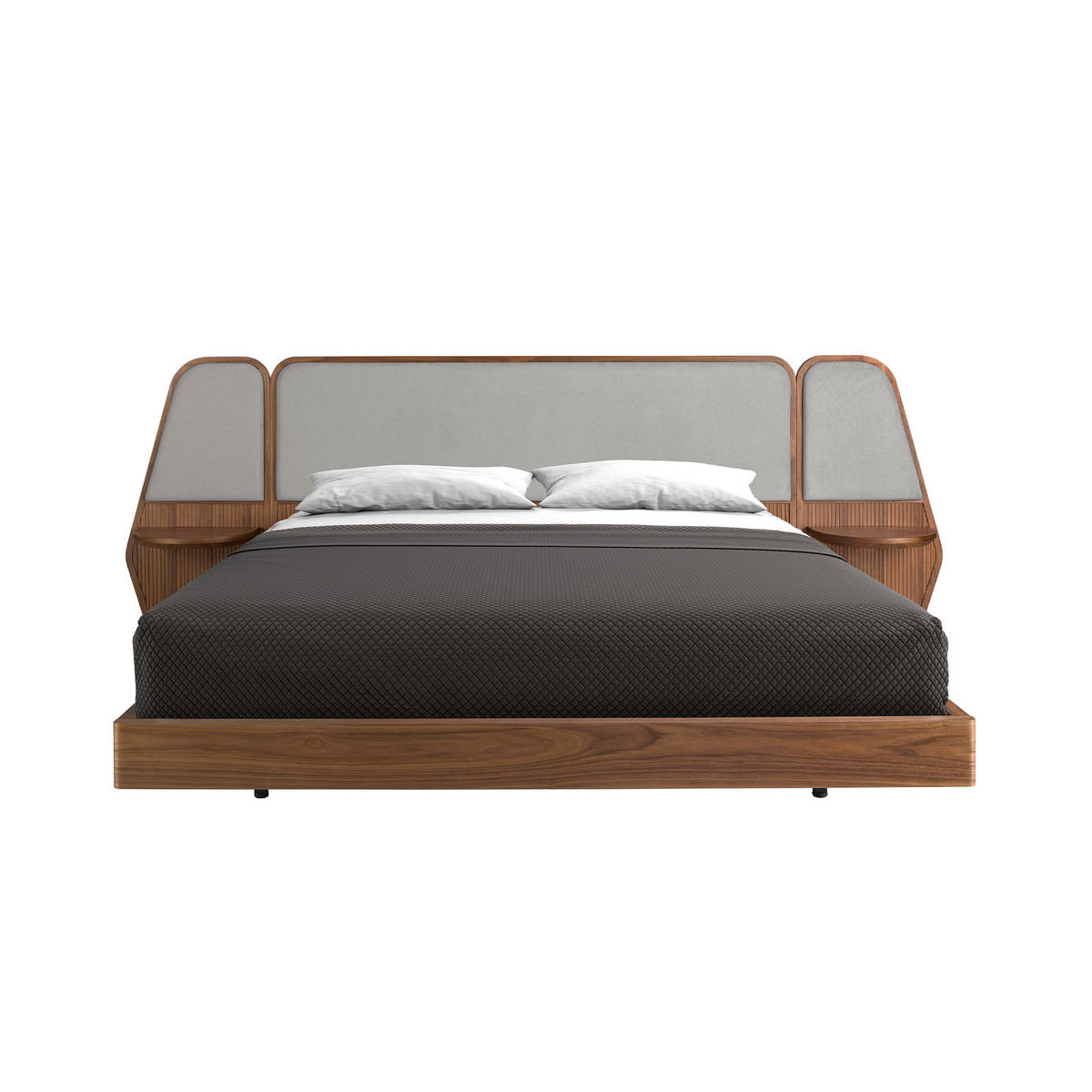 BETT Rechteckig Grau Walnuss 276/209/110 - Walnussfarben, Holz (180/200cm) - ANGEL CERDA