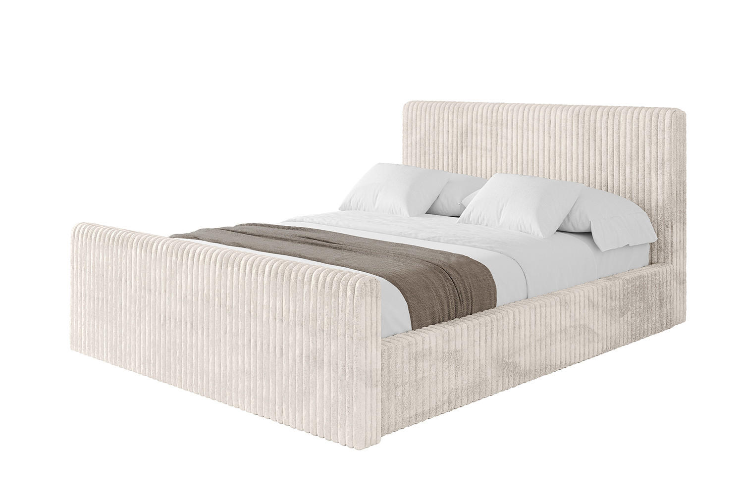 POLSTERBETT mit Bettkasten, Fußteil und Lattenrost, Boxbett ohne Matratze - ALOVA-Z-V1 120x200 Creme - Creme, Holzwerkstoff/Textil (120/200cm) - ALTDECOR