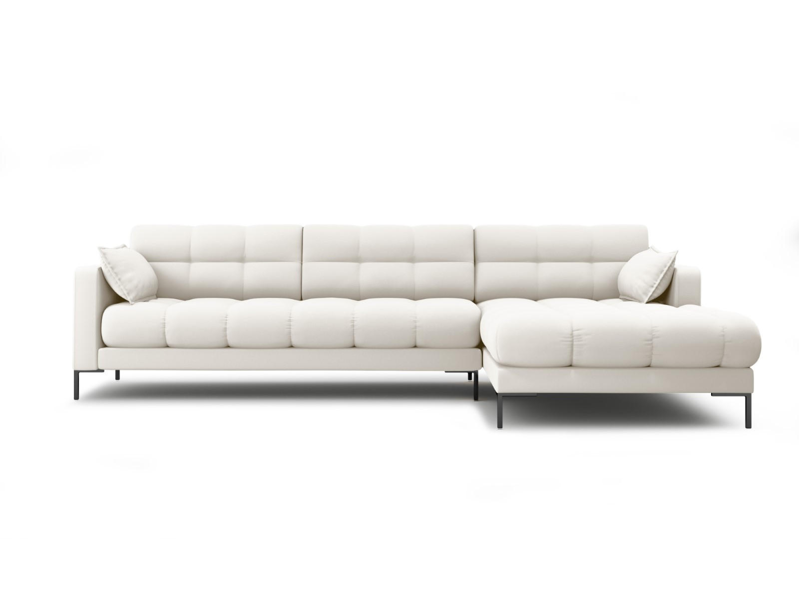 ECKSOFA rechts Mamaia aus strukturiertem Stoff leichtes beige 5 Sitzplätze - Creme, Textil (185/293cm) - Micadoni