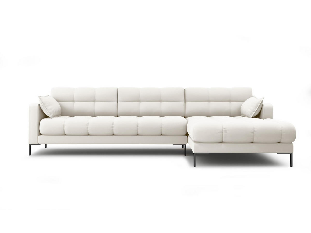 ECKSOFA rechts Mamaia aus strukturiertem Stoff leichtes beige 5 Sitzplätze - Creme, Textil (185/293cm) - Micadoni