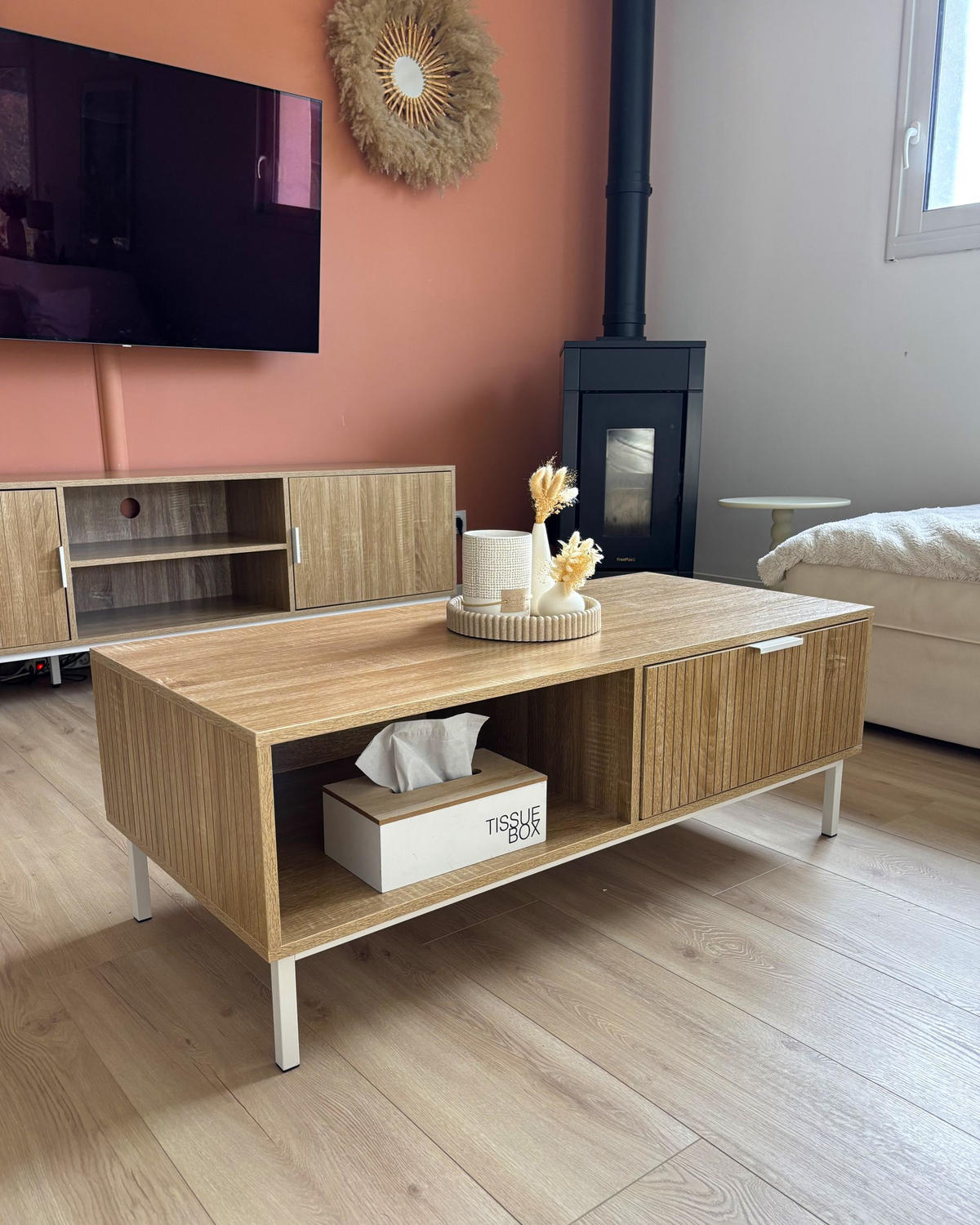 KONFERENČNÍ STOLEK Světle hnědý Royalla - světle hnědá, kompozitní dřevo (50/110/40cm) - Beliani