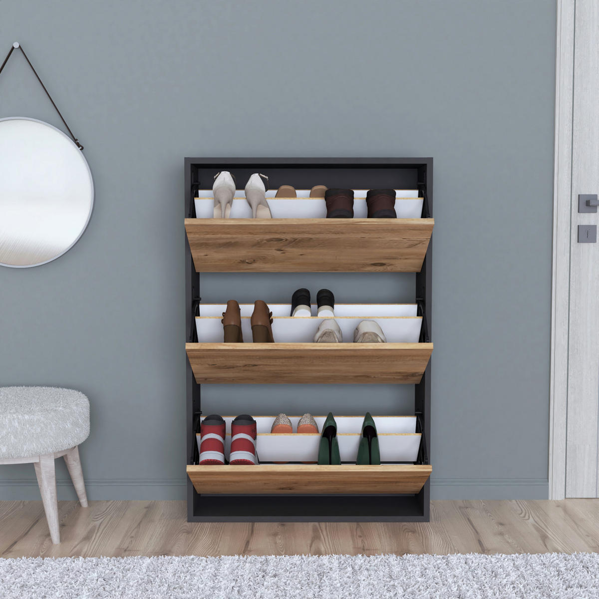 SCHUHKIPPER Aurskog - Braun, Holzwerkstoff (73.5/110/24cm) - [en.casa]