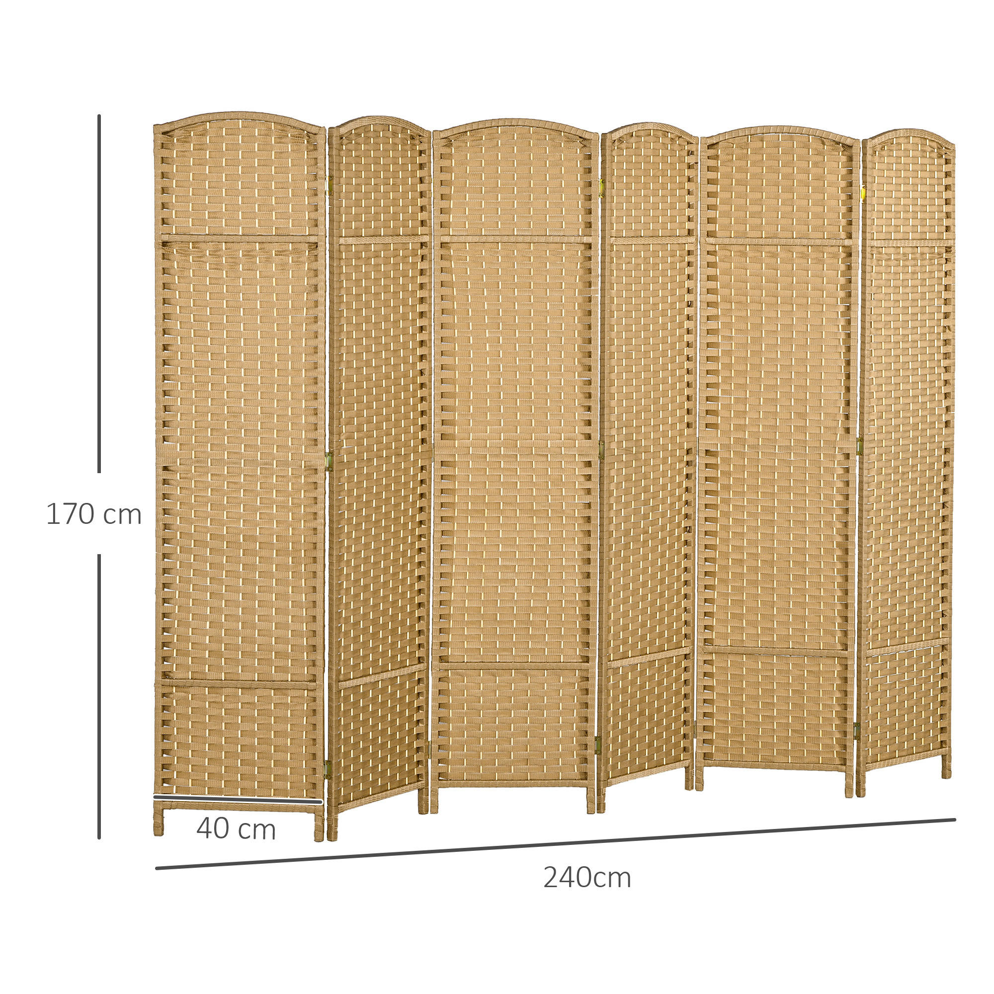 Thumbnail - Homcom Paravent, Natur, Holzwerkstoff, 240x170x1.6 cm, Wohnzimmer, Raumteiler & Paravents, Paravents