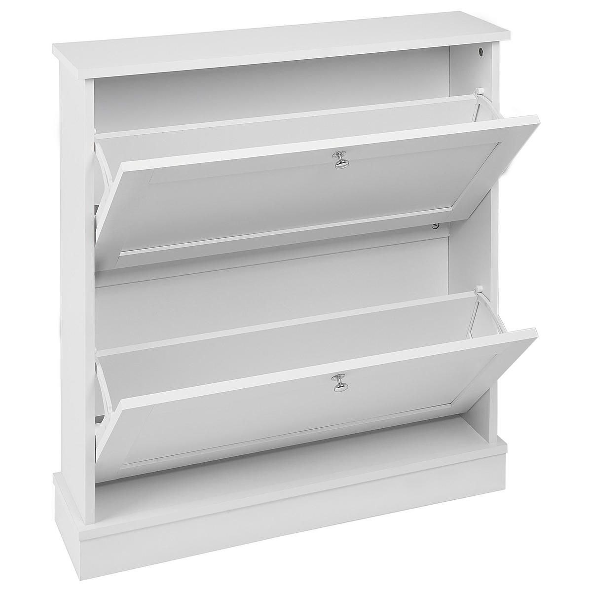 SCHUHSCHRANK Weiß Chelan - Silberfarben/Weiß, Holzwerkstoff (76/80/19cm) - Beliani