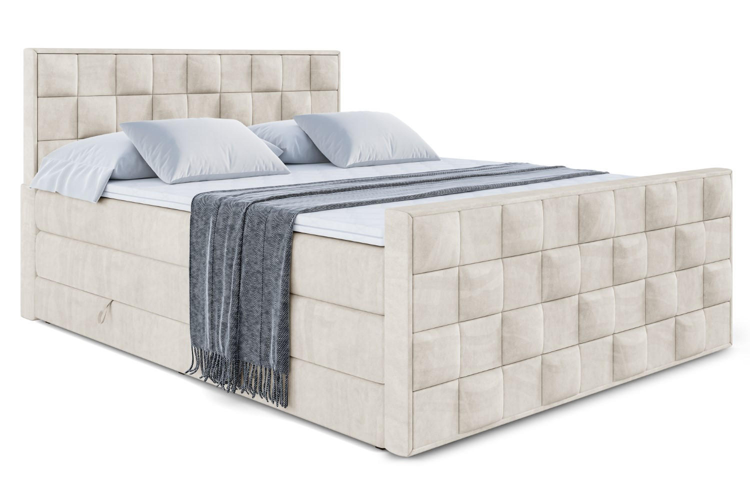 BOXSPRINGBETT ZAFIRA KING - 120 x 200 - H3/H4 - Ecru - Ecru, Holzwerkstoff (120/200cm) - ALTDECOR