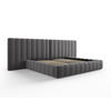 BETT mit Bettkasten und Doppelkopfteil Kelp aus Samt grau 200x200cm - Grau, Textil (200/200cm) - Micadoni