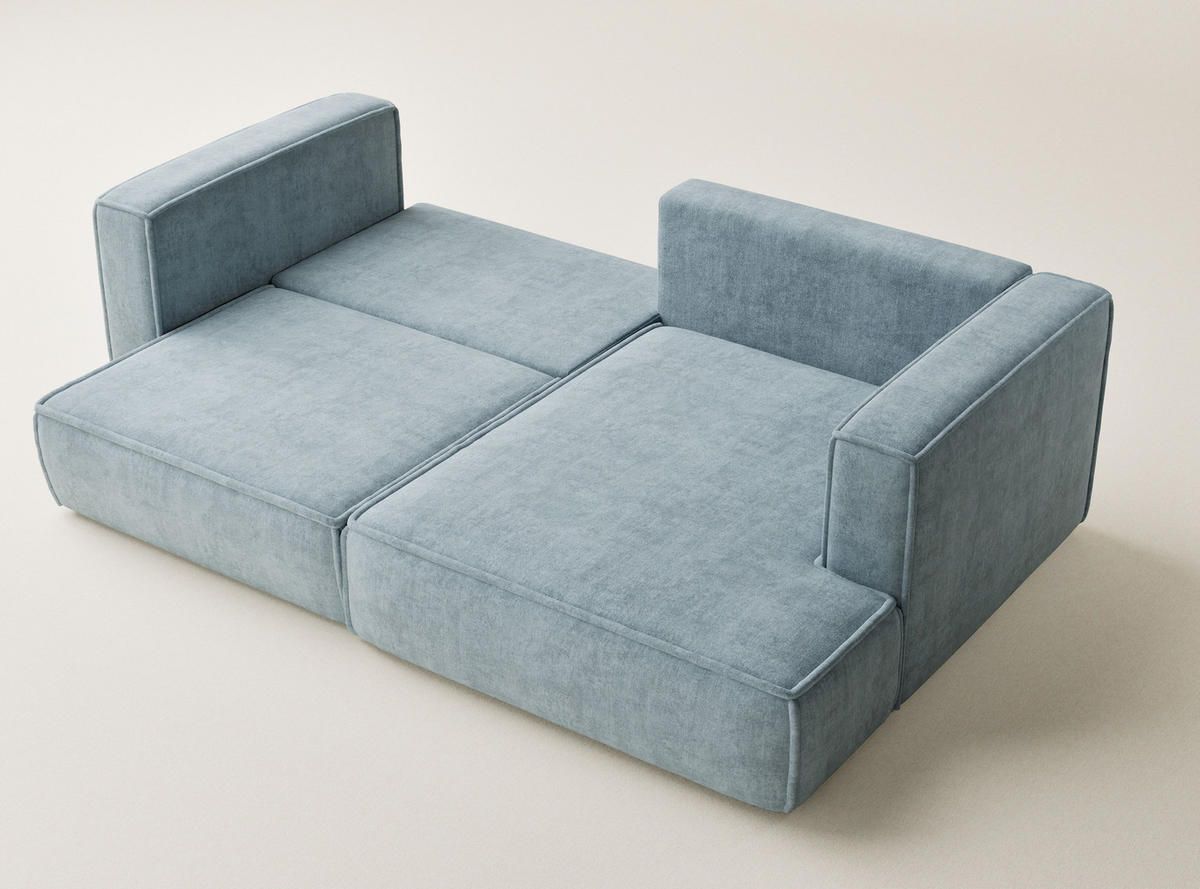 ECKSOFA MIT SCHLAFFUNKTION Velto Hellblau Webstoff - Schwarz/Hellblau, Holz/Holzwerkstoff (250/152cm) - Maison de Reve