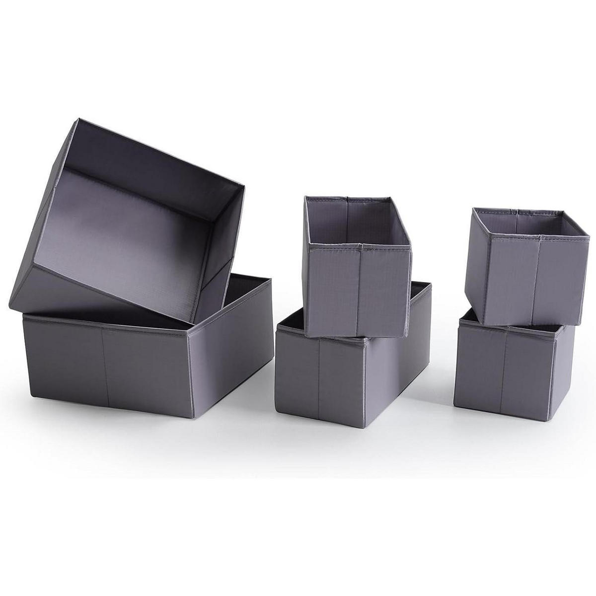 SCHUBLADEN Organizer 6er-Set, grau - Grau, Textil (28/13/28cm)