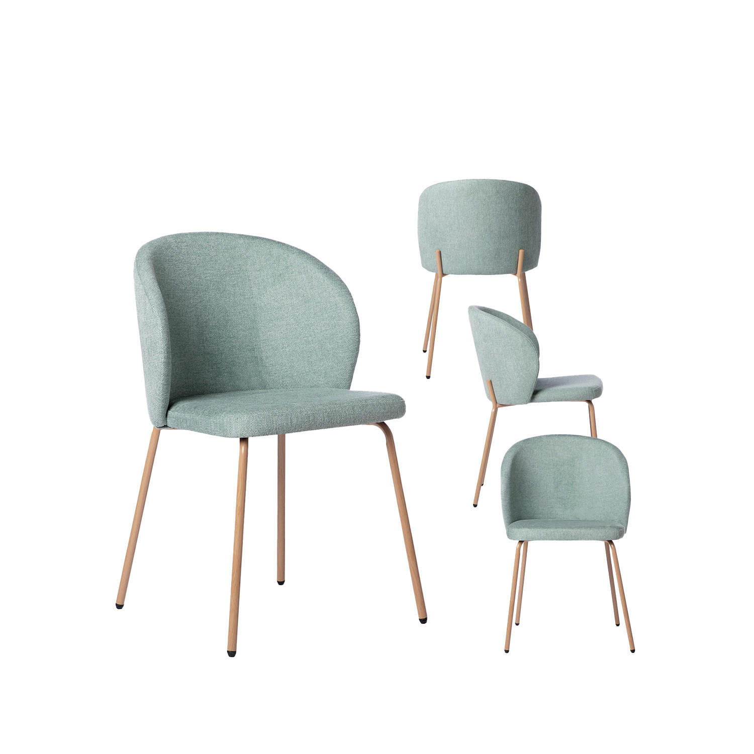 ESSZIMMERSTUHL Norah Grün 49 cm x 80 cm 4er-Set - Grün, Textil (49/80/56cm) - Klast Home