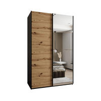 SCHWEBETÜRENSCHRANK 245,5/160/64 2-türig - Schwarz/Eiche Artisan, Holz/Metall (160/245/64cm) - Abiks Möbel