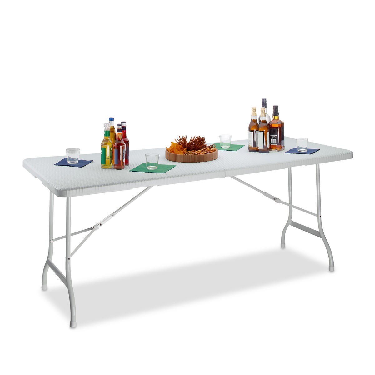 GARTENTISCH - Weiß, Kunststoff/Metall (74/178/72cm) - Relaxdays