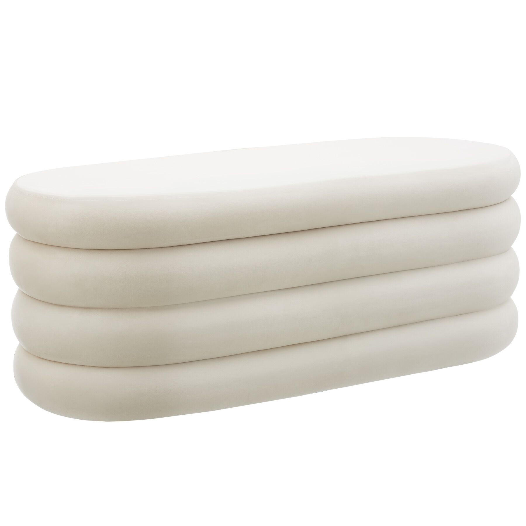 POLSTERBANK Altu,110 x 45 x 42 cm,Samtoptik creme-weiß - Weiß/Samtahornfarben, Holz (110/42/45cm) - tectake