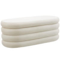 POLSTERBANK Altu,110 x 45 x 42 cm,Samtoptik creme-weiß - Weiß/Samtahornfarben, Holz (110/42/45cm) - tectake